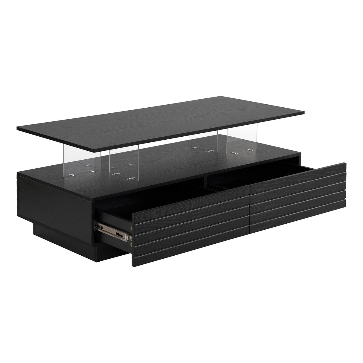 Modern Rectangular MDF Coffee Table With LED Lights - Sleep Galleria