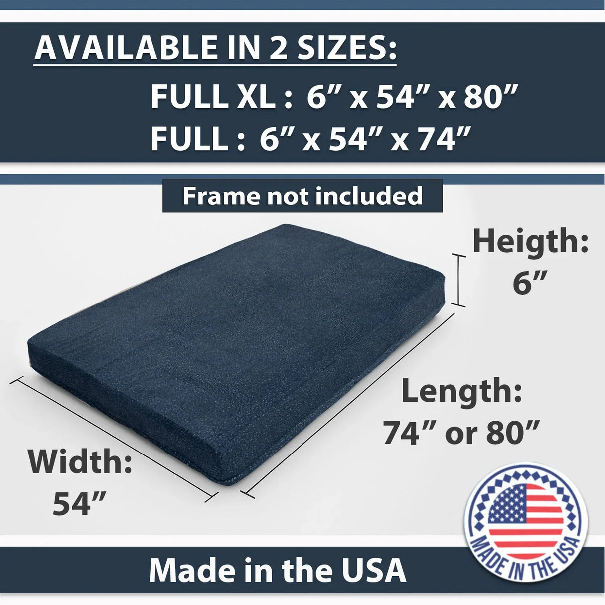 Firm 6-Inch Memory Foam Infused Full Futon Mattress - Omega Lifestyles