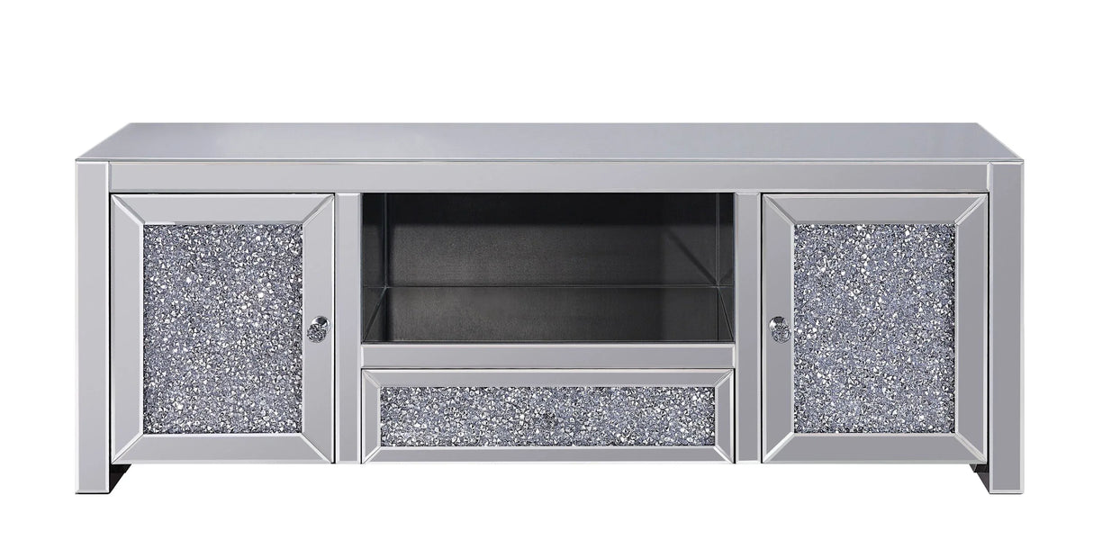 Mirrored Silver Faux Diamonds MDF TV Stand - Omega Lifestyles