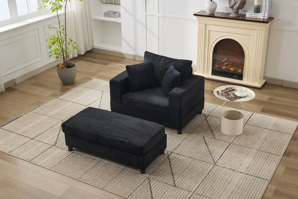 Corduroy Chaise Lounge Chair With Removable Ottoman - Omega Lifestyles