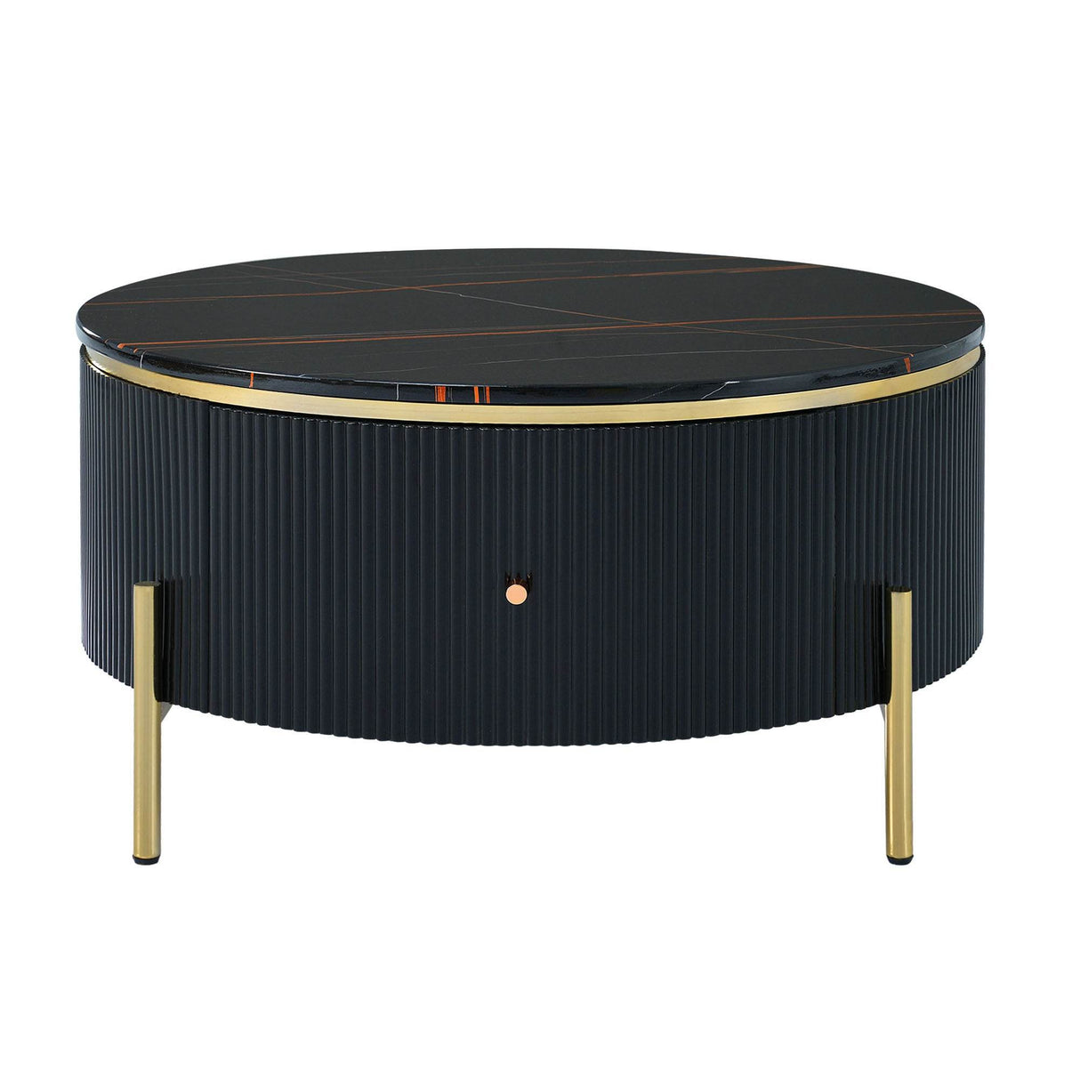 Modern Round Coffee Table With Two Large Drawers - Sleep Galleria