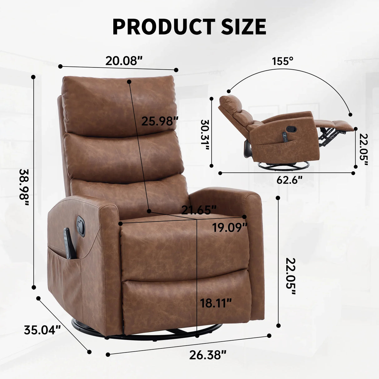 Heat Massage Recliner Chair With Swivel Rocker And Heat - Omega Lifestyles