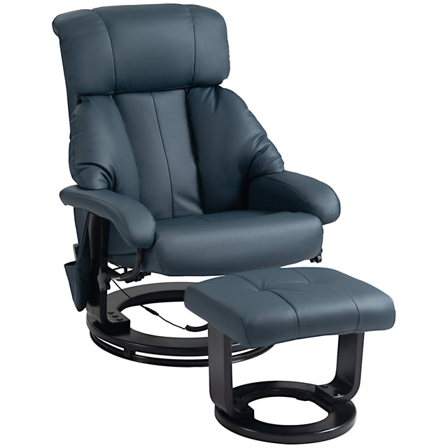 PU Leather 360-Degree Swivel Massage Recliner Chair With Ottoman
