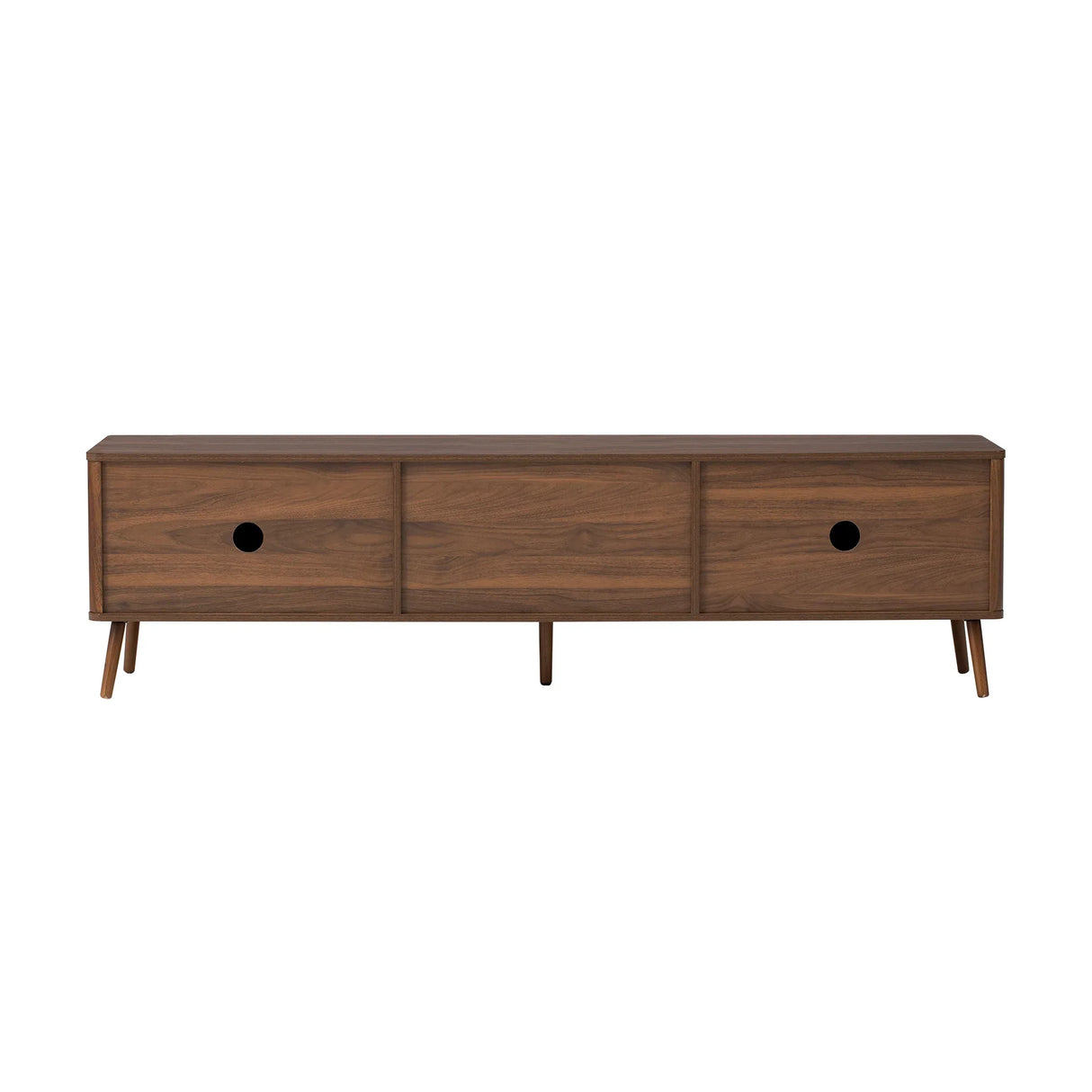 70-Inch Walnut Fluted Modern TV Stand With Storage - Omega Lifestyles