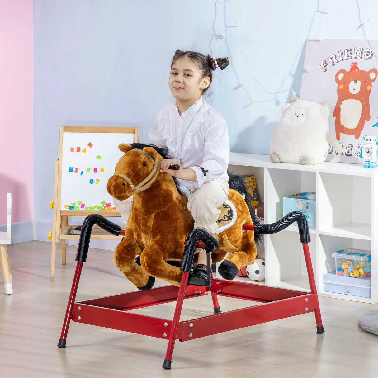 Kids Plush Spring Rocking Horse With Sound Effects - Omega Lifestyles