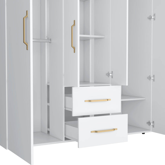 Modern White Particle Board Multi-Section Bedroom Wardrobe - Omega Lifestyles