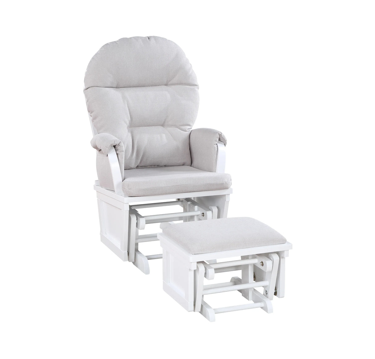 Madison Solid Wood White Glider Chair With Ottoman - Omega Lifestyles