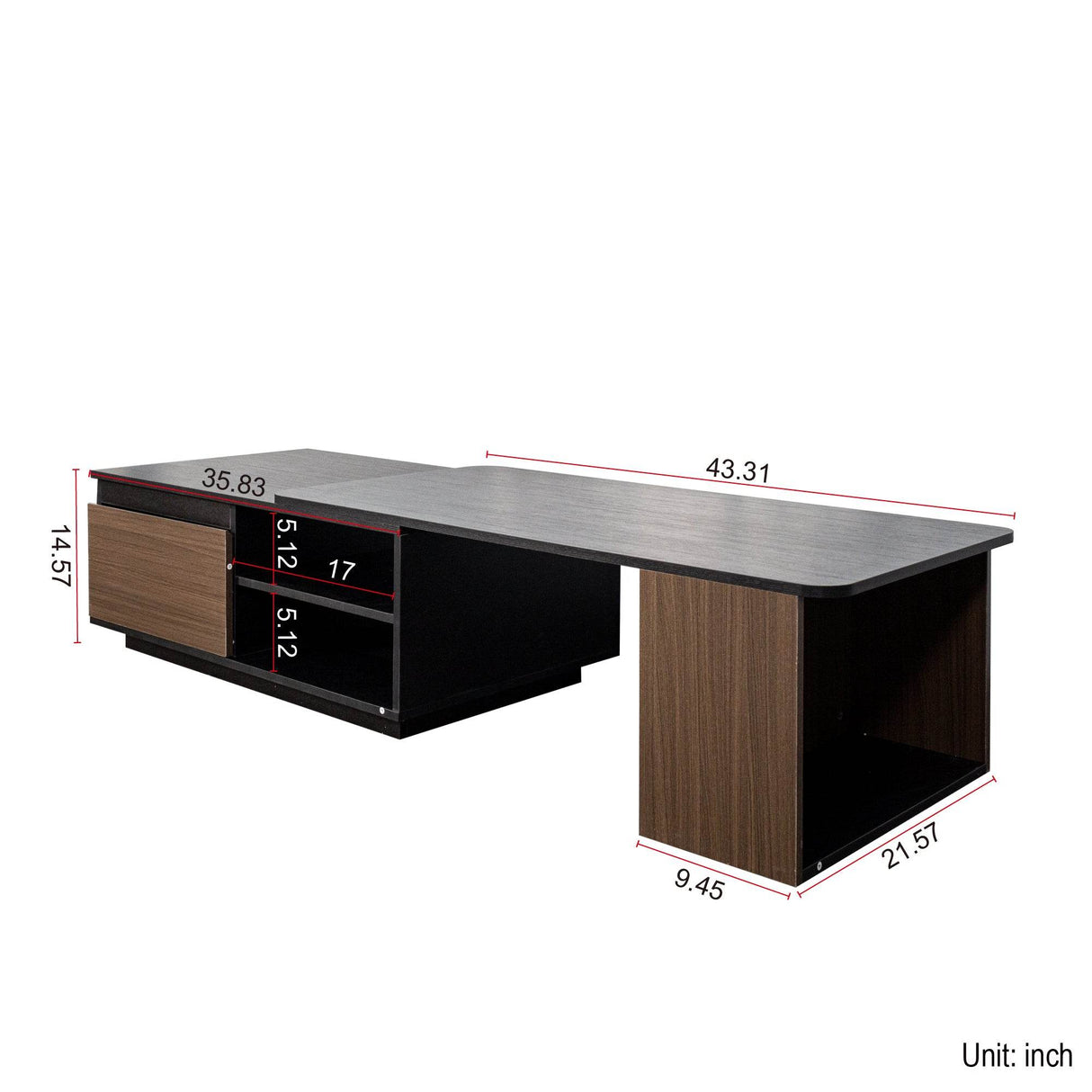Expandable Length Adjustable Wood Coffee Table With Drawers - Sleep Galleria