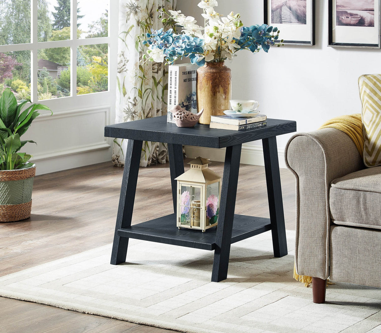 Contemporary Replicated Wood Shelf Coffee And End Table Set - Sleep Galleria