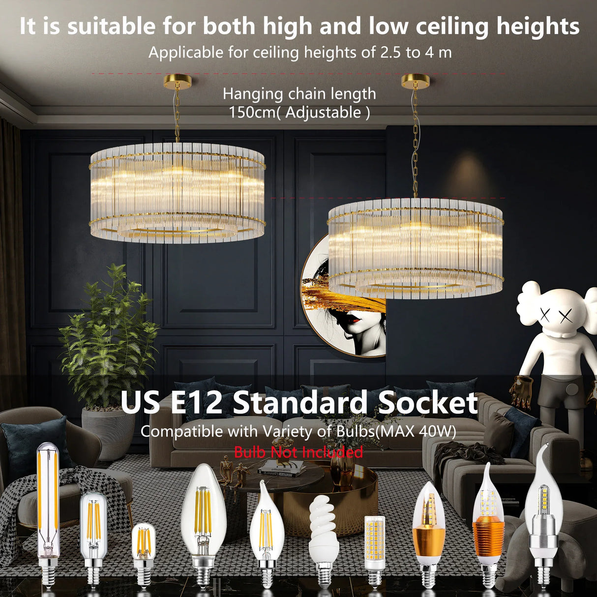Modern Gold 37-Inch Round 8-Light Crystal Chandelier - Omega Lifestyles