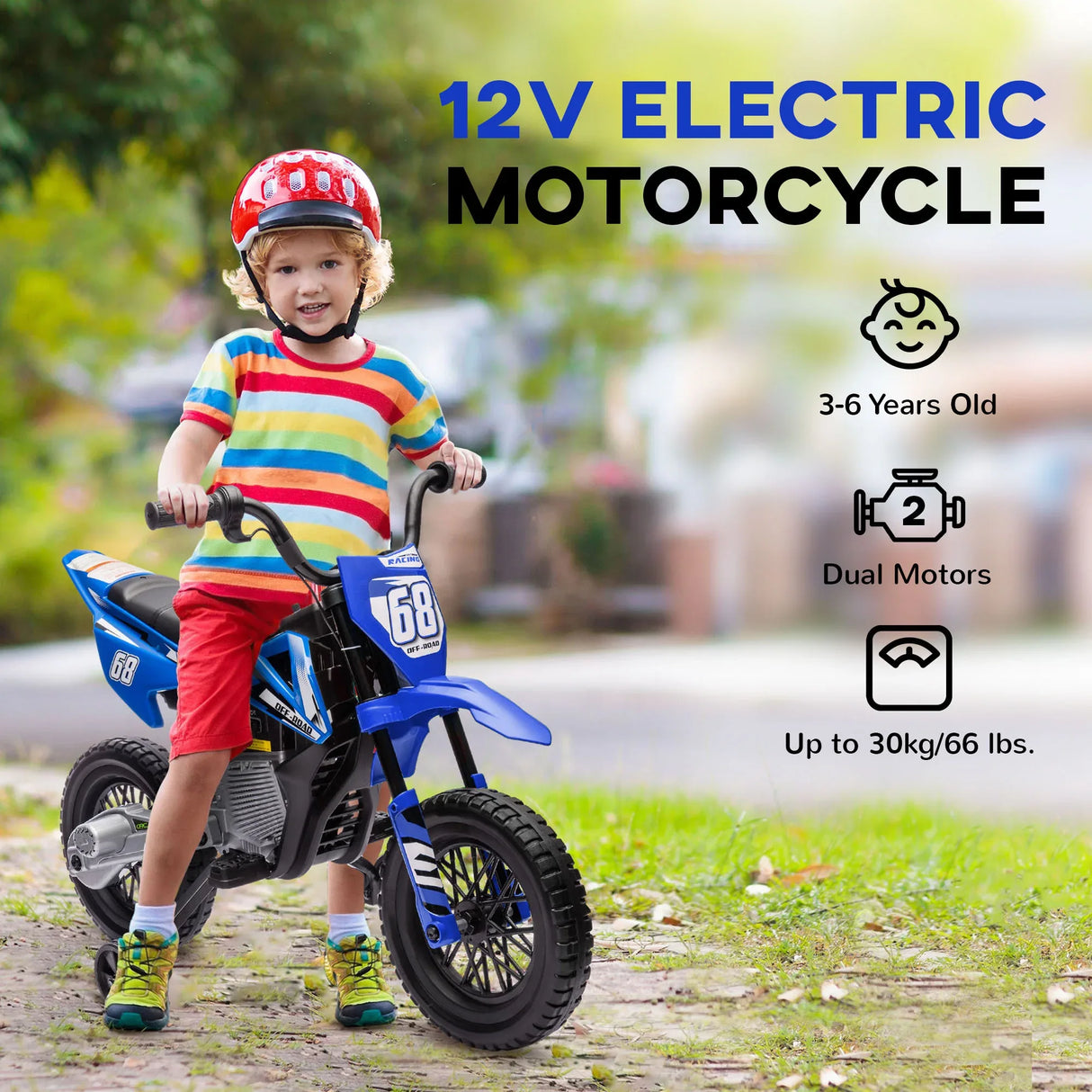 12V Electric Toddler Dirt Bike With Training Wheels - Omega Lifestyles