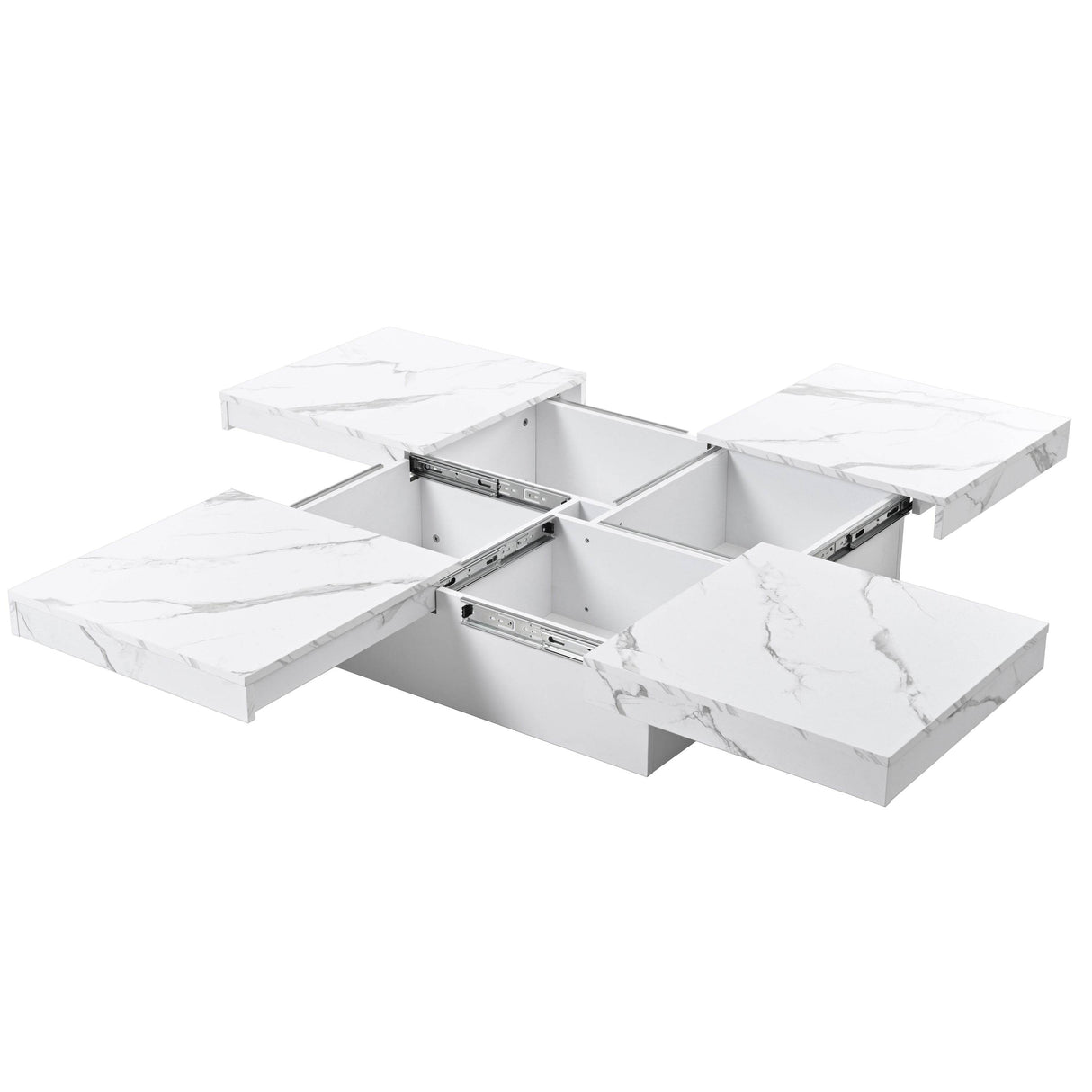 Square Marble Veneer Sliding Top Storage Coffee Table - Sleep Galleria