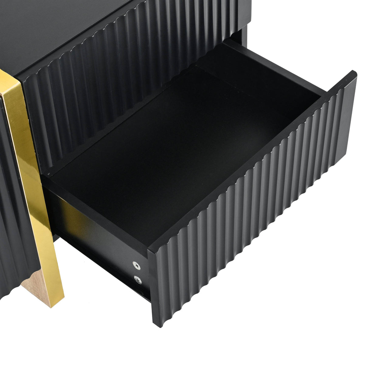 Luxury Fluted Black And Gold TV Stand With Storage - Sleep Galleria