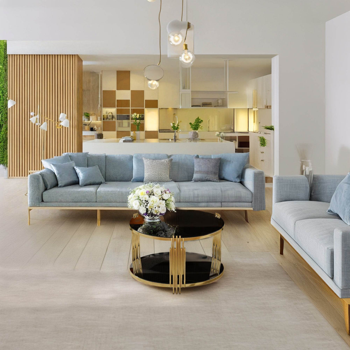 Modern Black Mirror Round Coffee Table With Shelf - Sleep Galleria