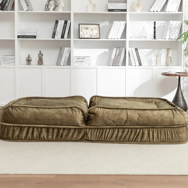 Adjustable Velvet Upholstered Floor Sofa With Massage Pillow - Omega Lifestyles