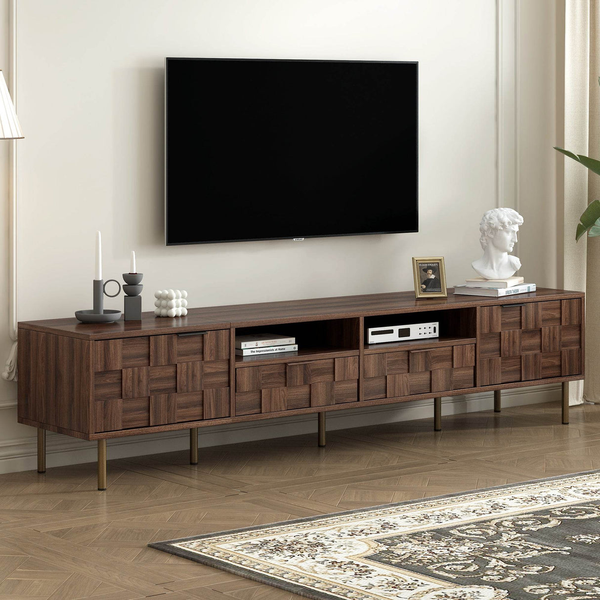 Mid Century Modern TV Stand With Storage Drawers - Sleep Galleria