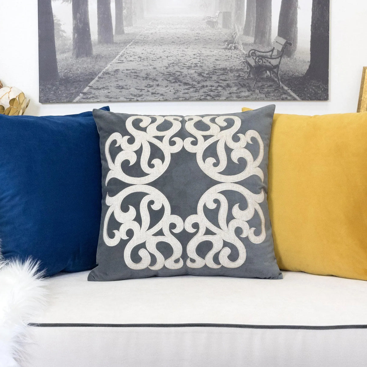 20-Inch Grey Polyester Velvet Decorative Pillowcase Cover - Omega Lifestyles