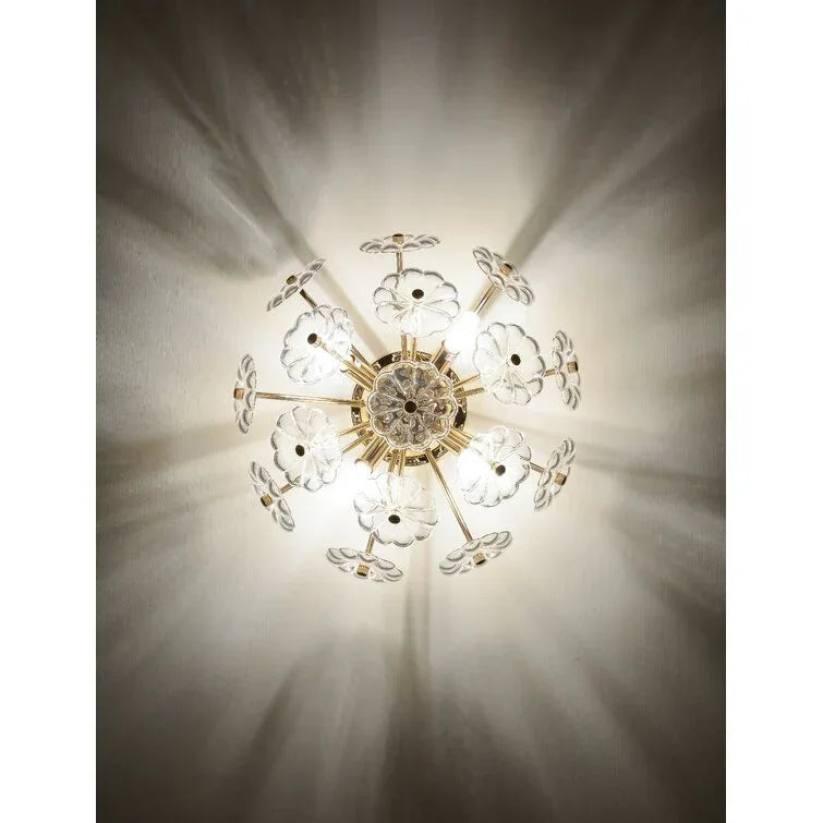 Golden Crystal Flush Mount Ceiling Light Fixture - Omega Lifestyles