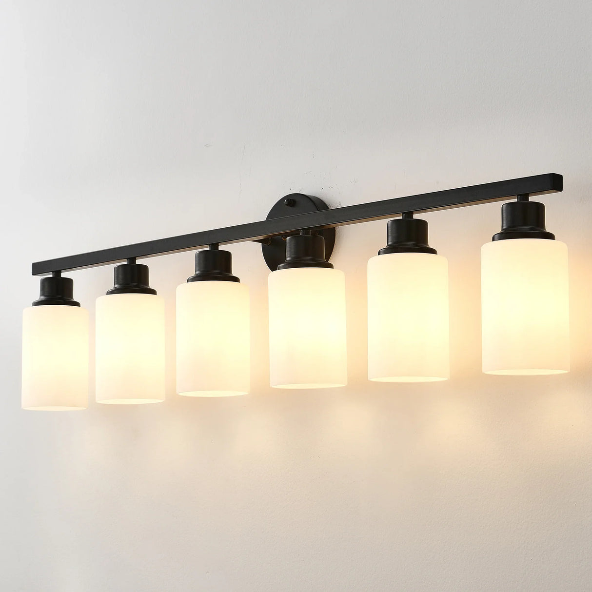 Matte Black Glass Shade 6-Light Wall Sconce Lighting - Omega Lifestyles
