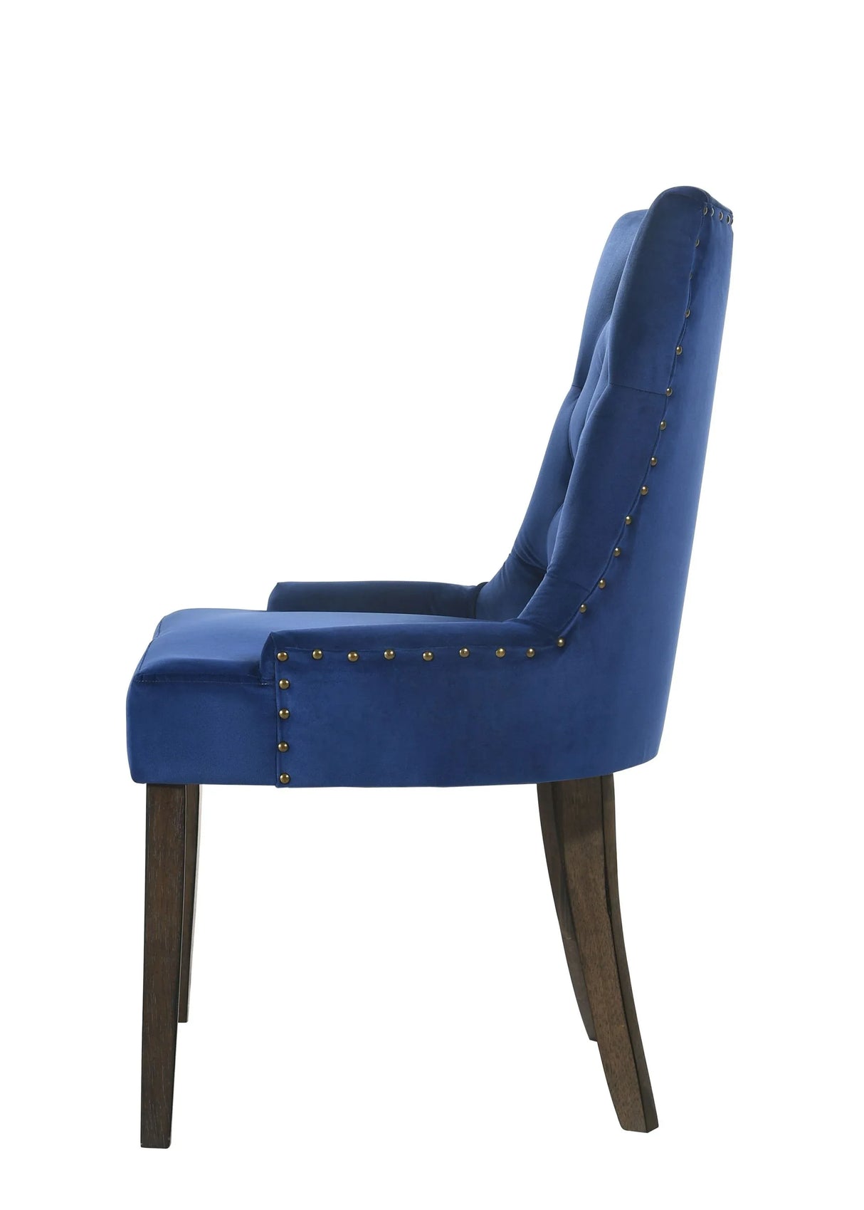 Blue Velvet Weathered Oak Finish Side Chair Set of 2 - Omega Lifestyles