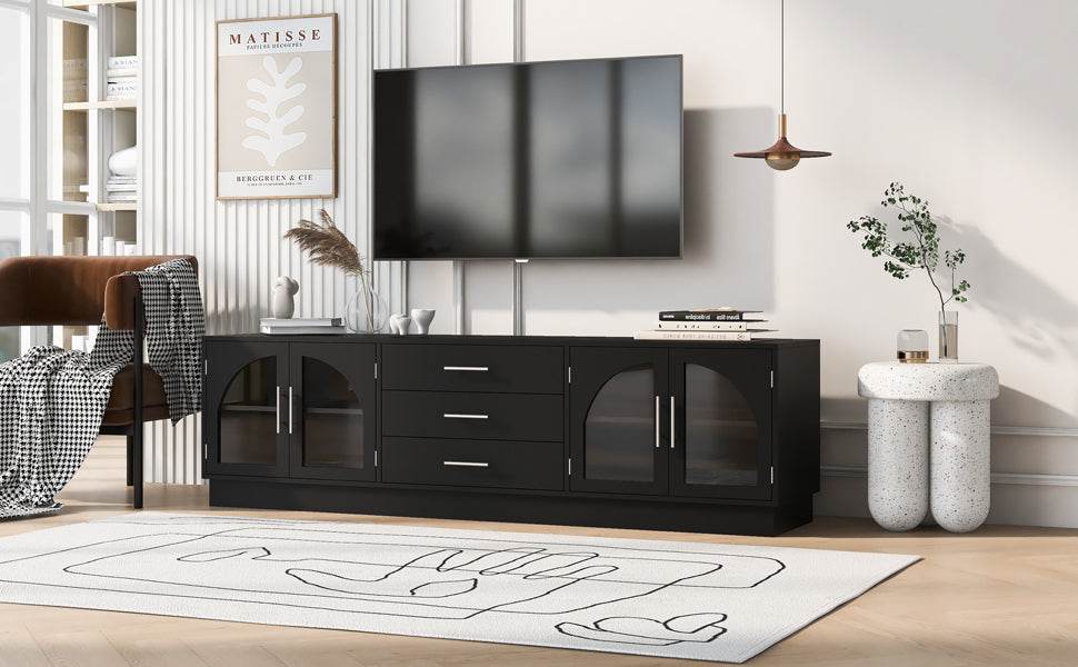 Modern Minimalist Black MDF TV Stand With Storage - Sleep Galleria