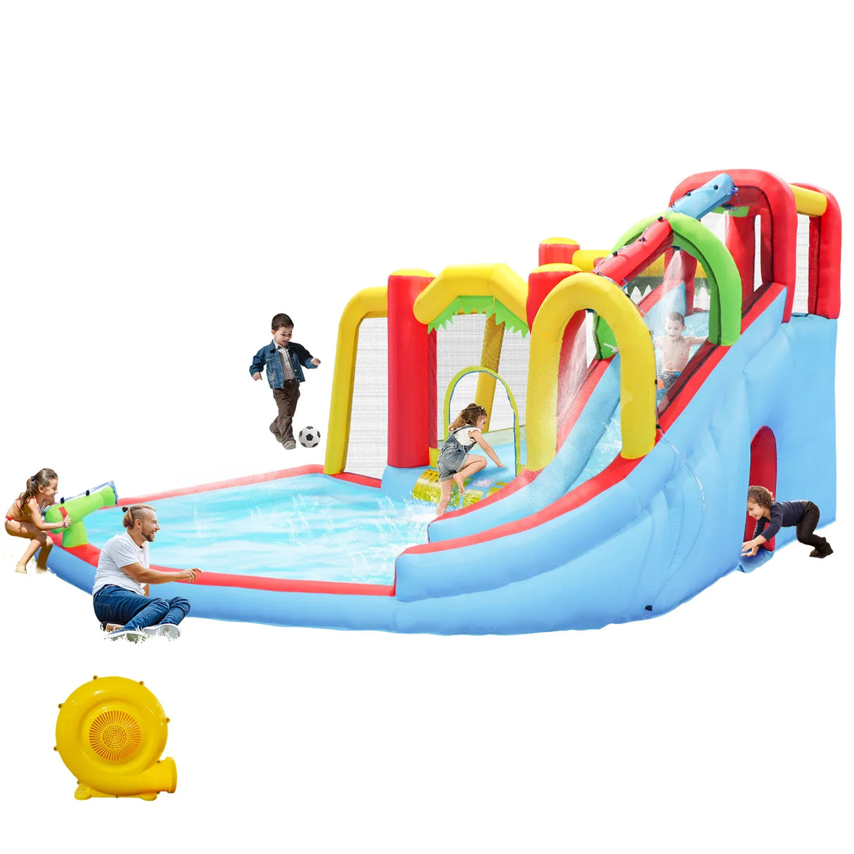 7-in-1 Inflatable Outdoor Water Park Bounce House - Omega Lifestyles
