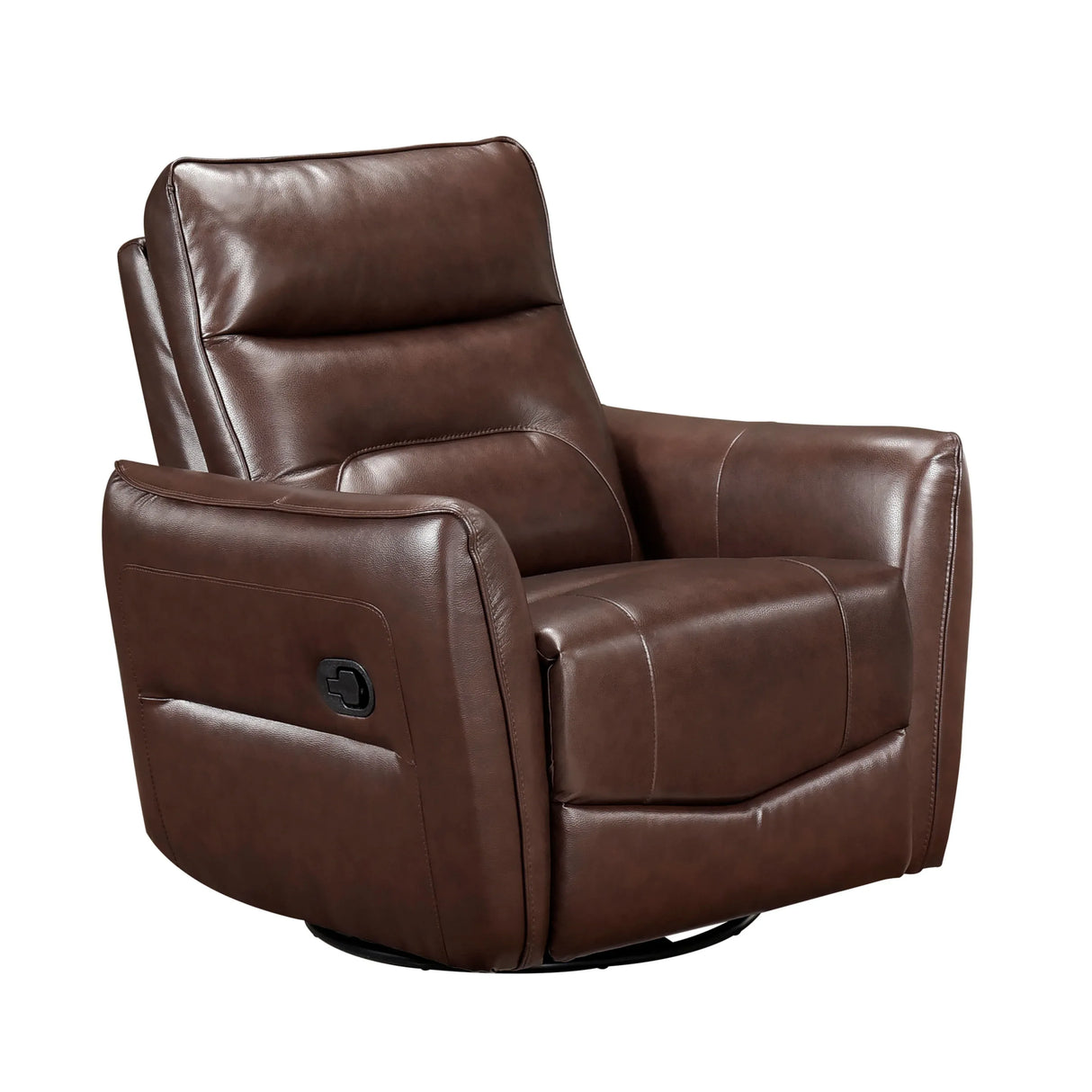 Brown Leather Swivel Recliner Chair With Wood Frame - Omega Lifestyles