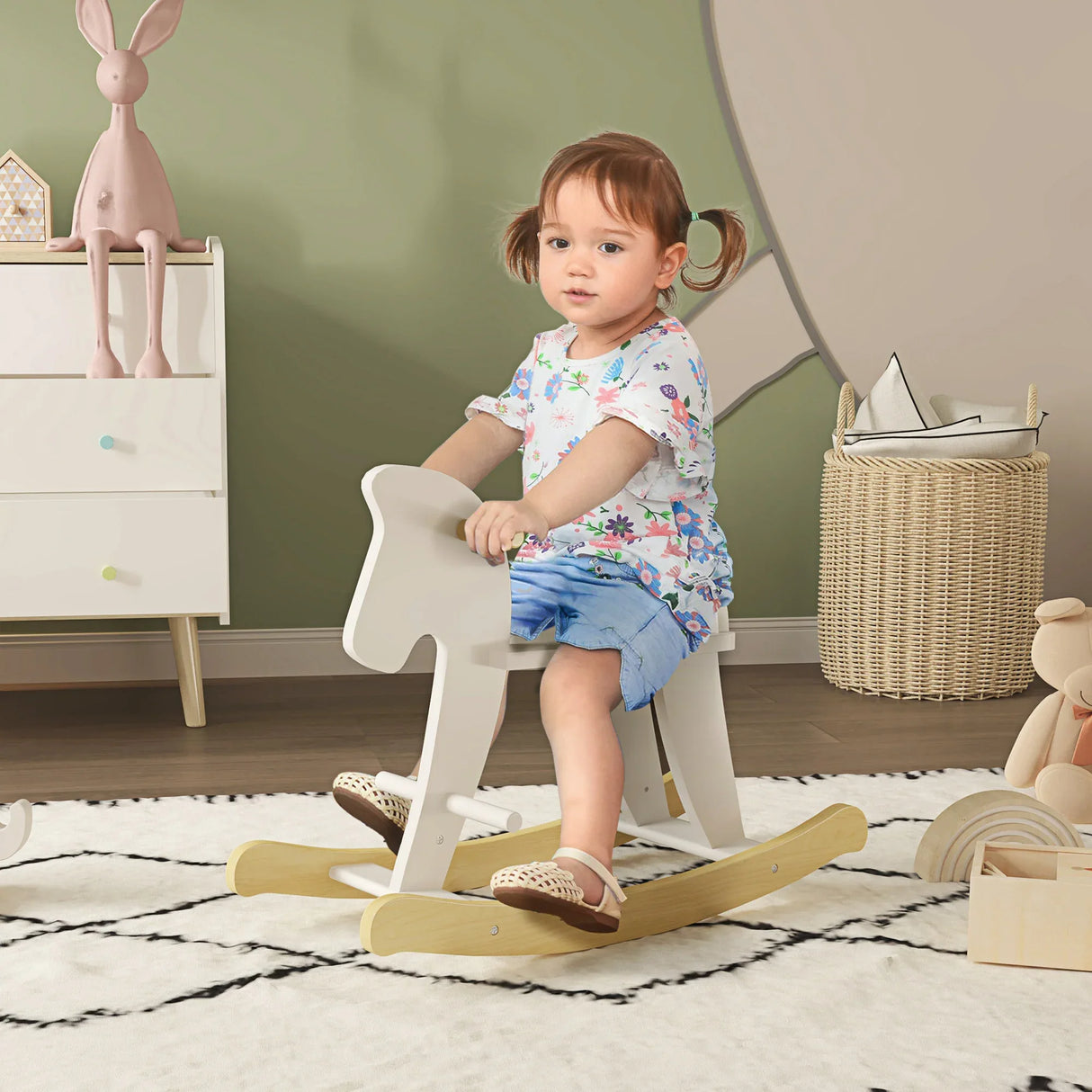 Wooden Toddler Rocking Horse Ride-On Toy - Omega Lifestyles