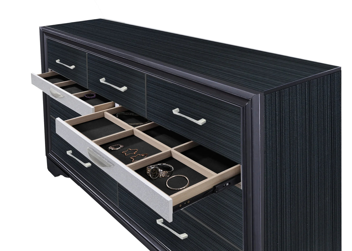 Black Synthetic Wood Modern Storage Dresser - Omega Lifestyles