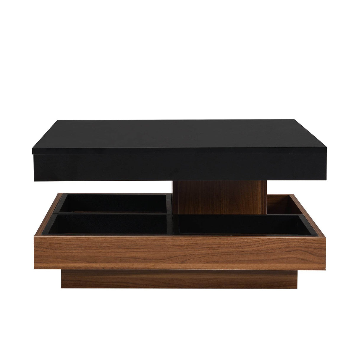 Modern Square 360° Rotating Black Walnut Coffee Table - Sleep Galleria