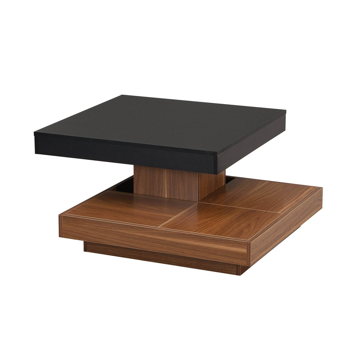 Modern Square 360° Rotating Black Walnut Coffee Table - Sleep Galleria