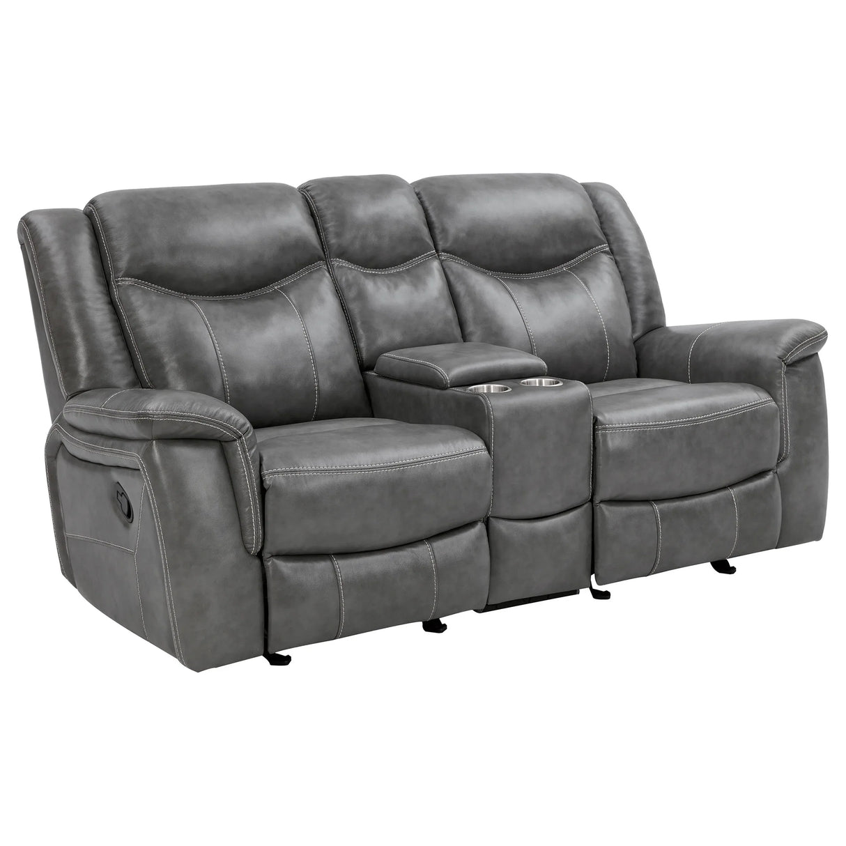 Grey Upholstered 2-Piece Manual Reclining Living Room Set - Omega Lifestyles