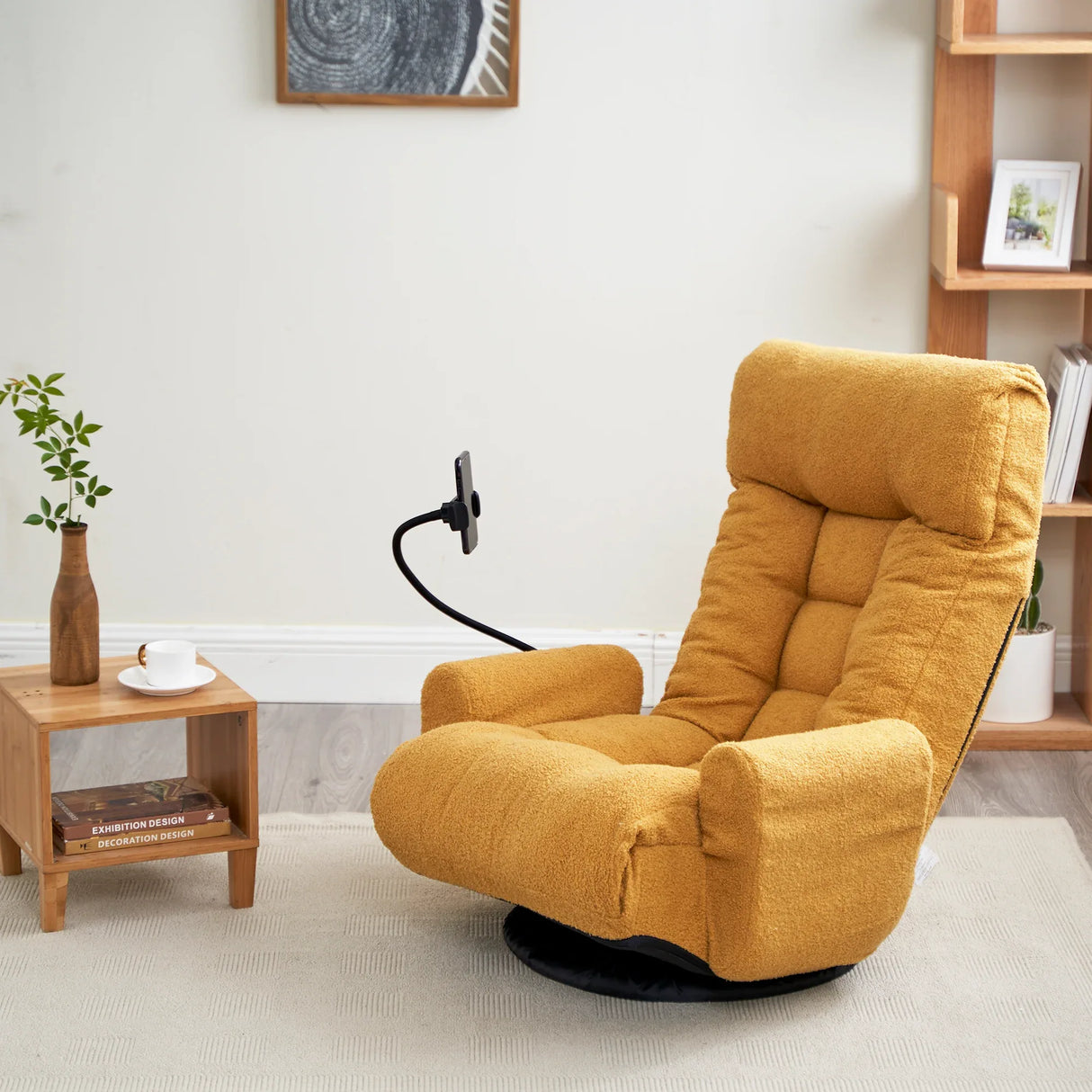 Adjustable Yellow Soft Plush Swivel Lounge Chair - Omega Lifestyles