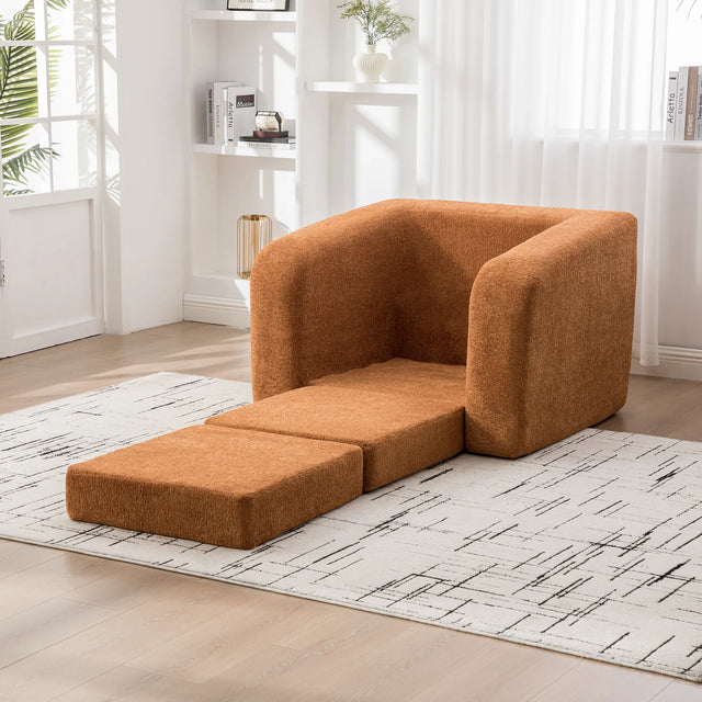 Convertible Chenille Foldable Single Sofa Bed With Pillow - Omega Lifestyles