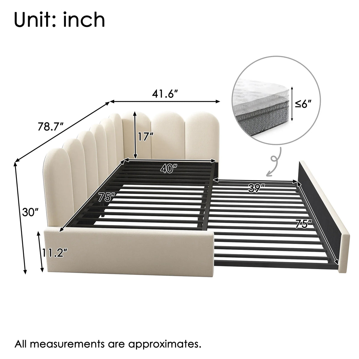 Beige Velvet L-Shaped Twin Daybed With Pull-Out Trundle - Omega Lifestyles