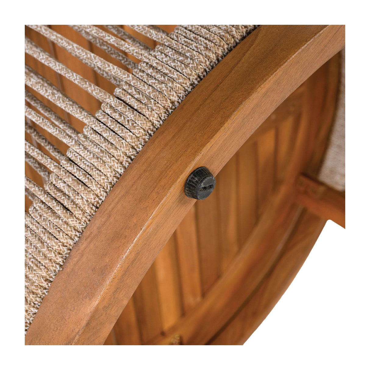 Acacia Wood Outdoor Coffee Table With Woven Rope Accents - Sleep Galleria