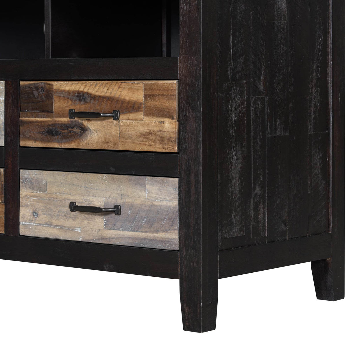 Retro Distressed Solid Wood TV Stand With Drawers - Omega Lifestyles