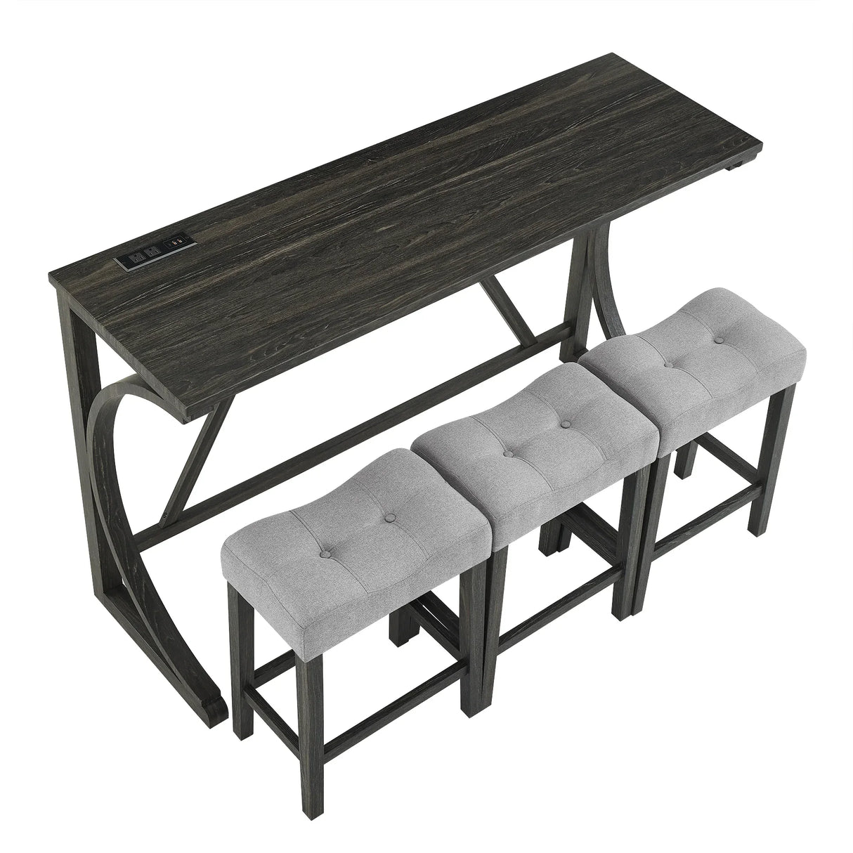 Industrial Bar Table And Chairs Set With Power Outlet - Omega Lifestyles