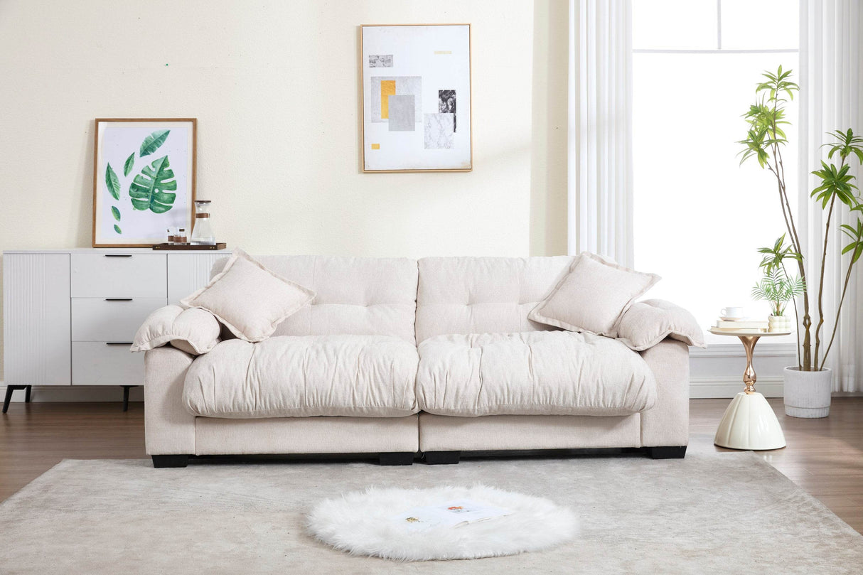 Casual 3-Seater Chenille Pleated Sofa - Omega Lifestyles