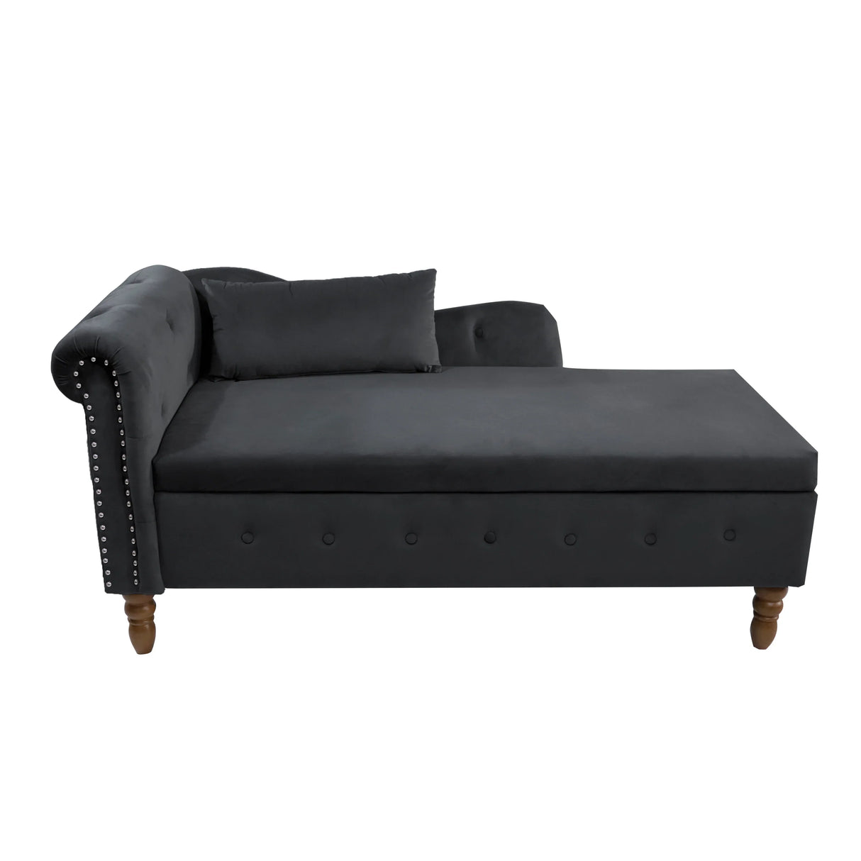 Classic Velvet Storage Chaise Lounge With Pillow - Omega Lifestyles
