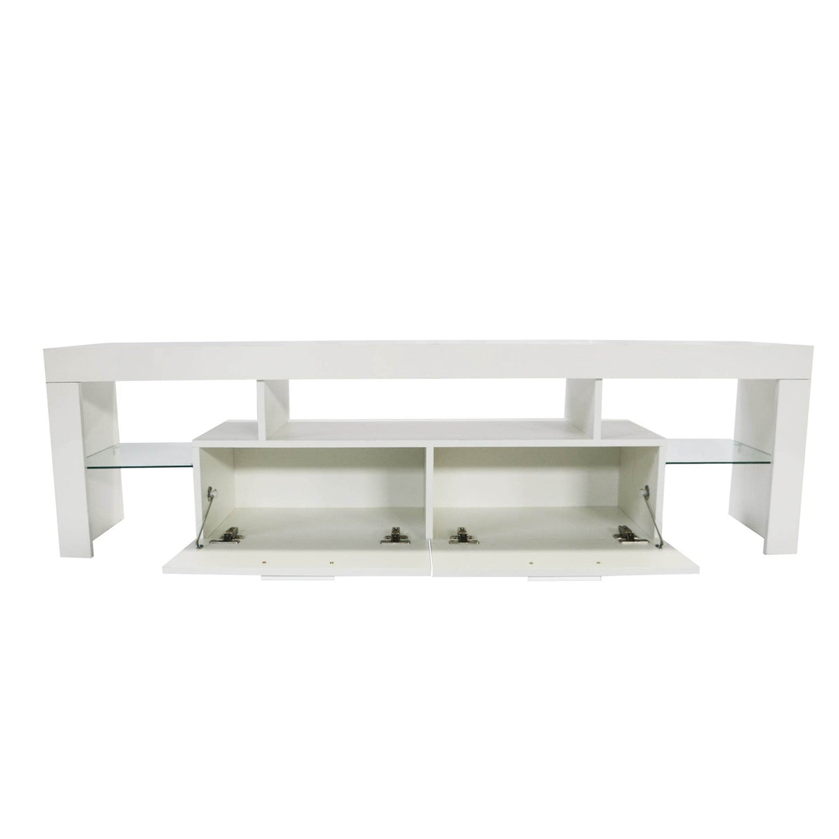 White Particle Board TV Stand With LED Lighting - Sleep Galleria