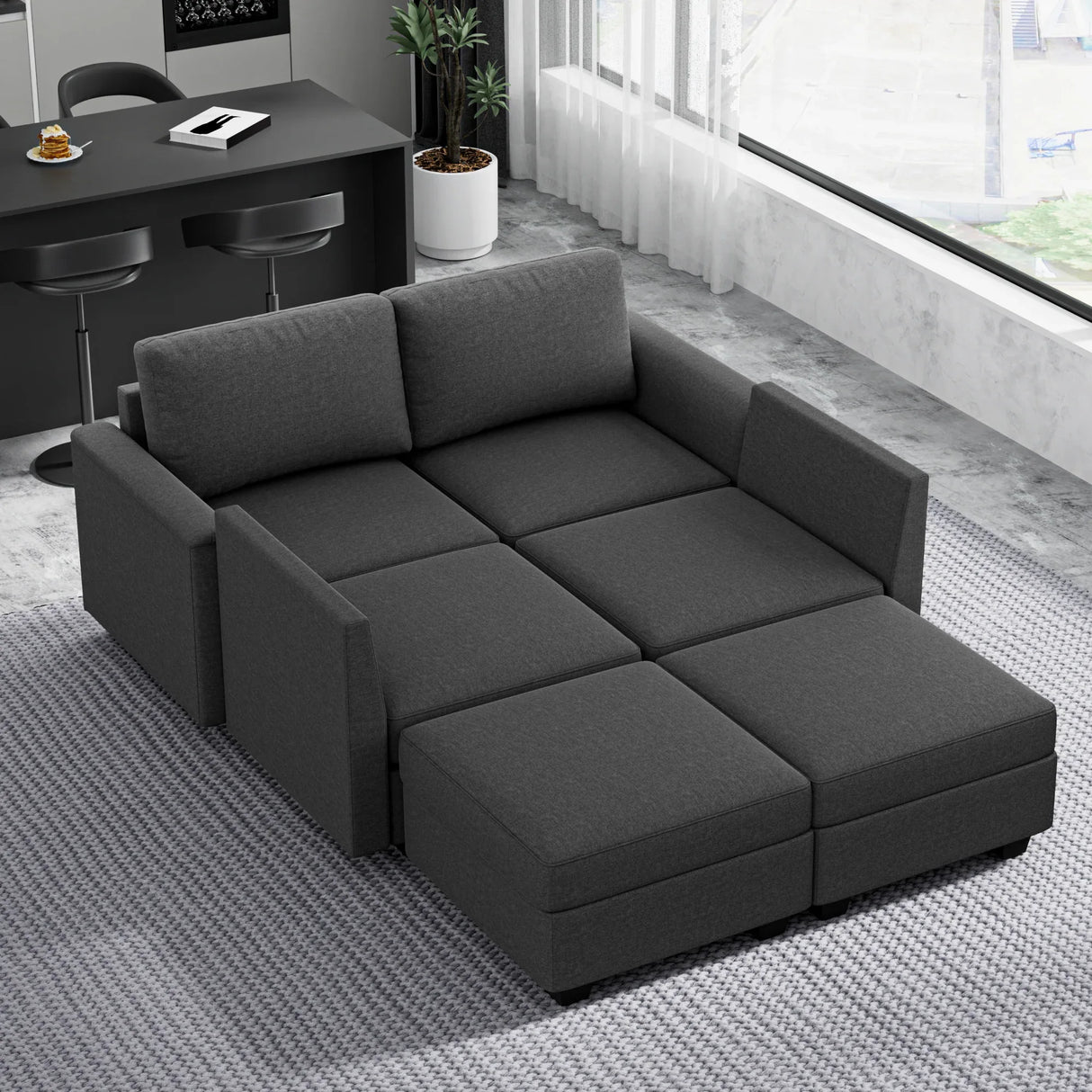 Modular 6-Seater Convertible U Shaped Sectional Sofa - Omega Lifestyles