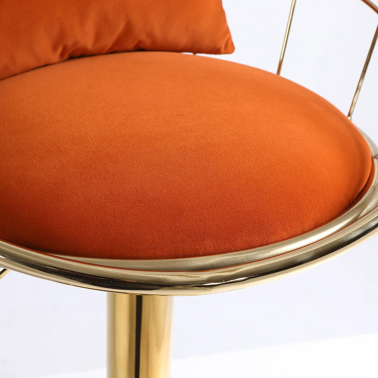 Set of 2 Orange Velvet Adjustable Height Bar Chairs - Omega Lifestyles