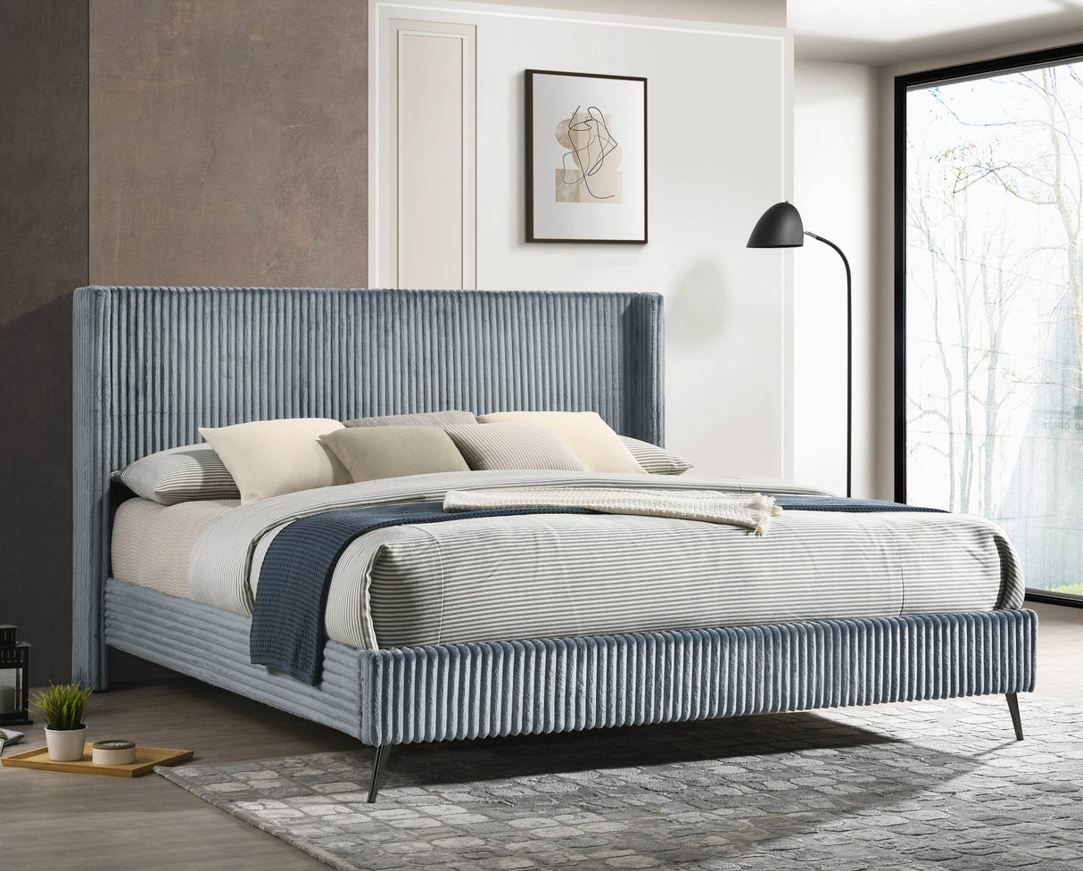 Modern Upholstered Wing Back Panel Bed Frame