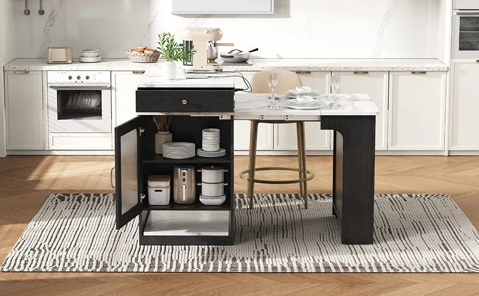 Extendable Dining Table Kitchen Island With Storage - Omega Lifestyles