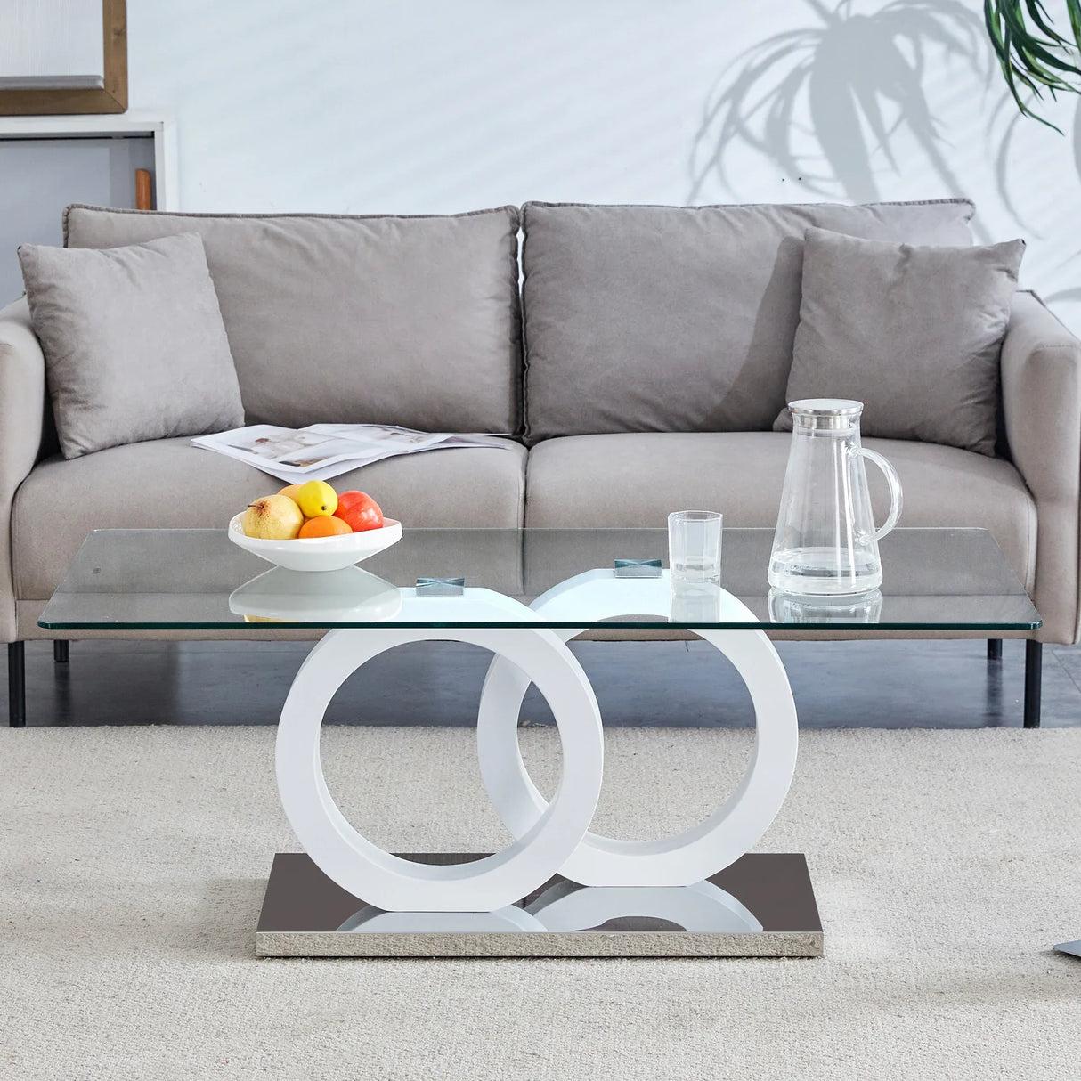 Modern Minimalist Glass Top MDF Coffee Table - Omega Lifestyles