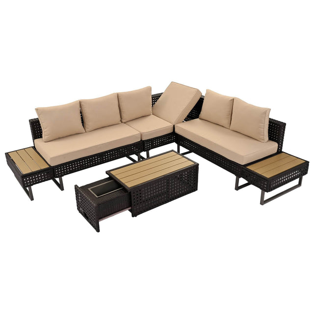 Diamond Weave Outdoor Sectional Furniture Set With Cushions - Omega Lifestyles