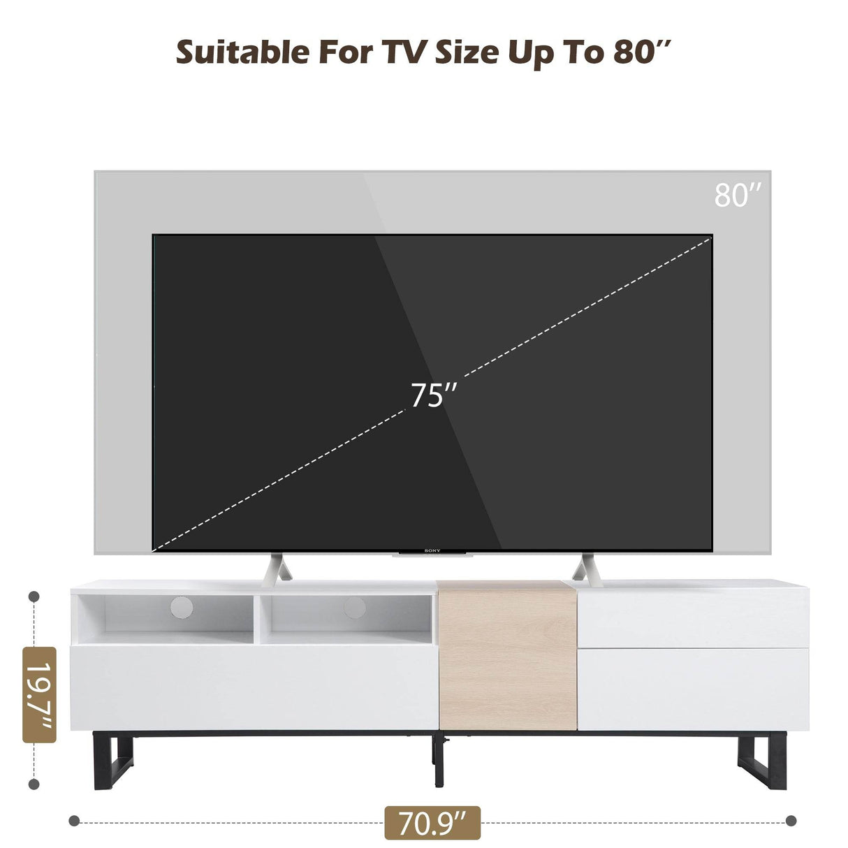 Modern White Particle Board TV Stand With Storage - Sleep Galleria