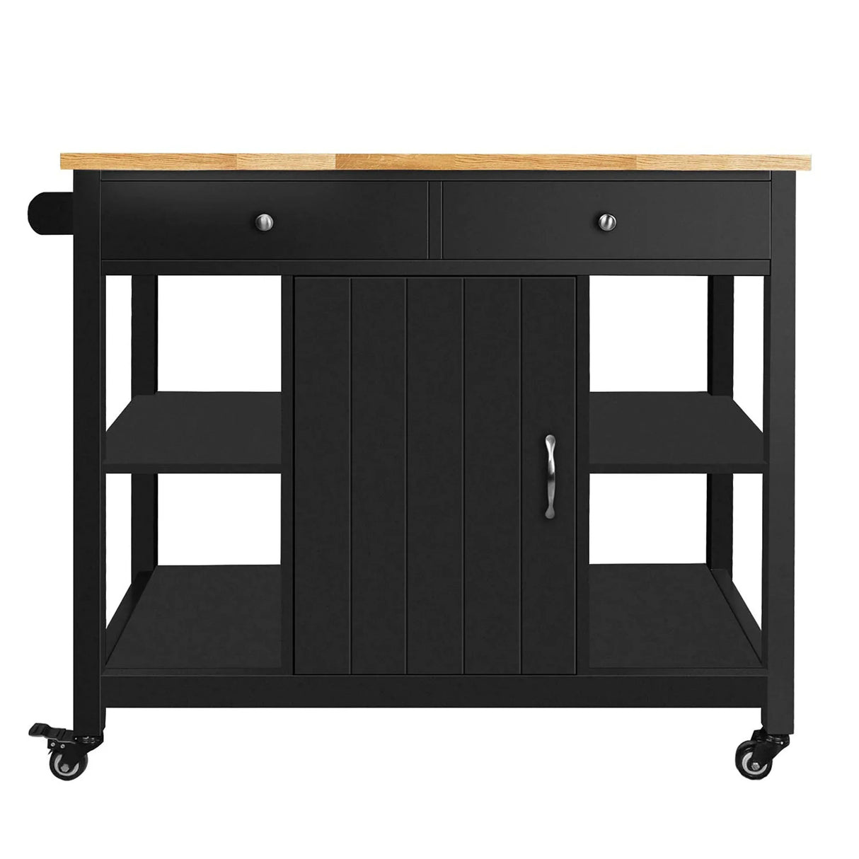 Rubber Wood Kitchen Island Cart With Locking Wheels - Omega Lifestyles
