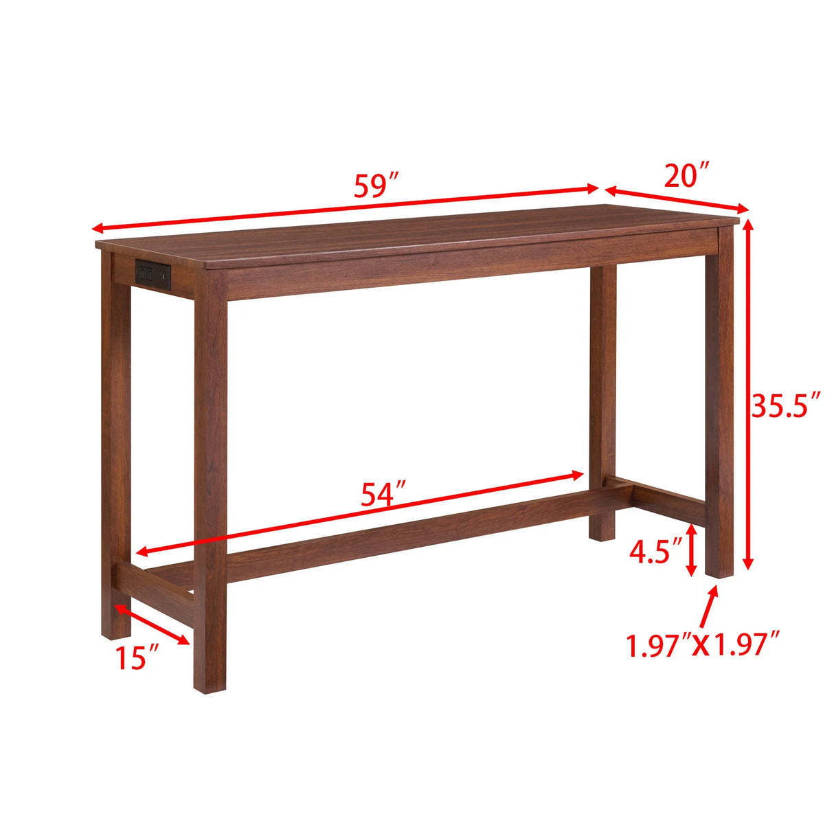 4-Piece Cherry Wood Bar Table Set With Power Outlets - Omega Lifestyles